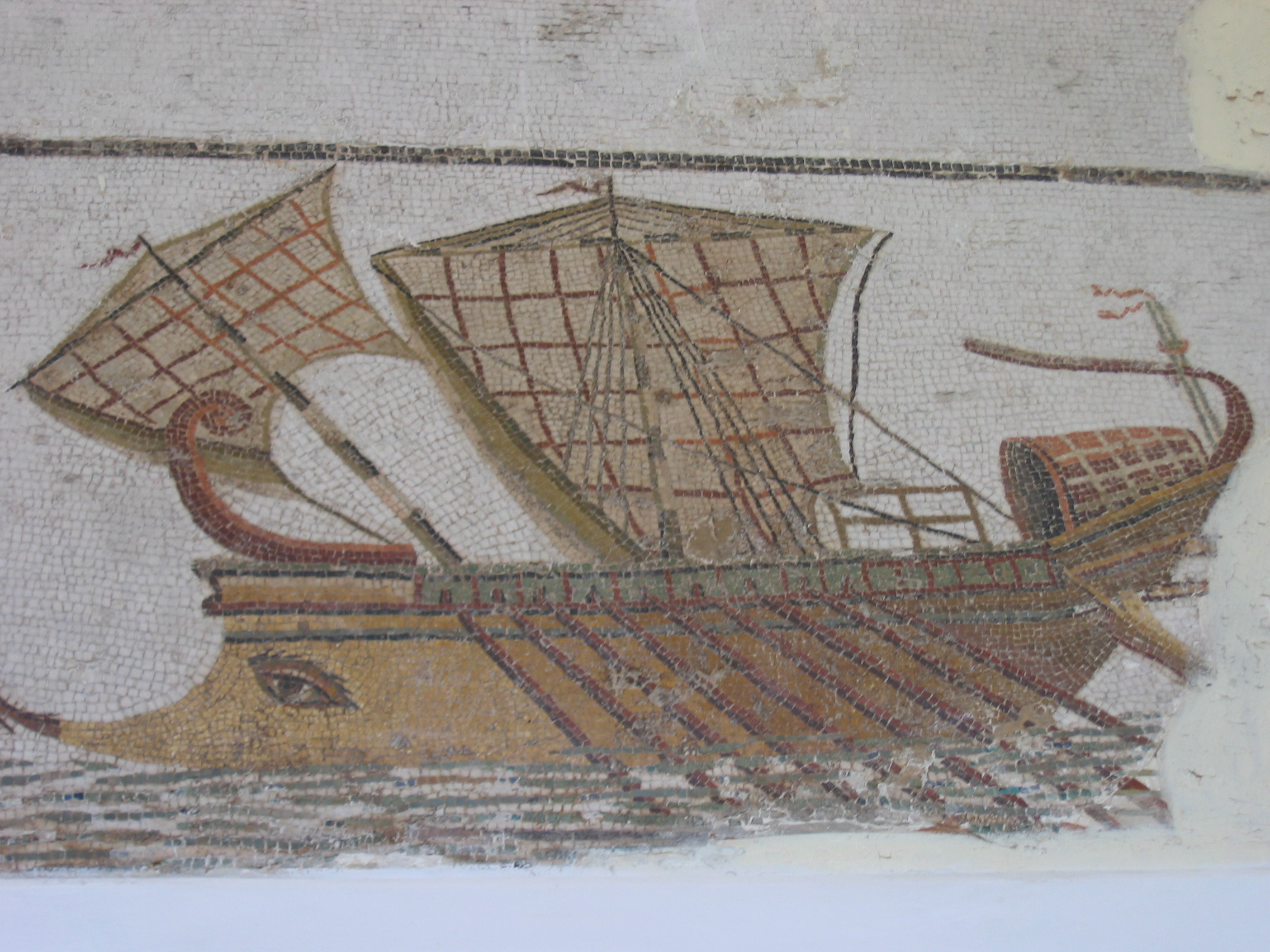 Mozaiek van Trireme, Carthago, Bardo museum Tunesië trireme